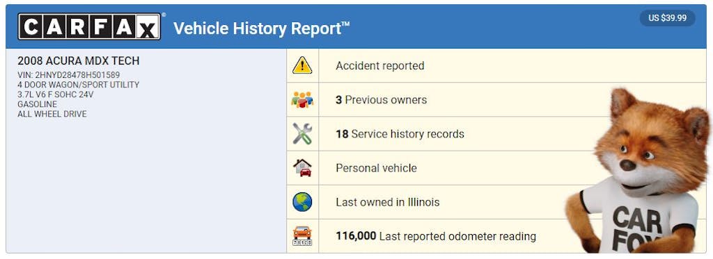 Cheap Carfax Report for Used Cars